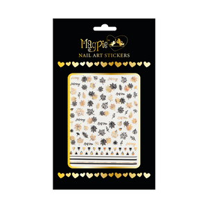 Sticker #82 - Holographic Black and Gold Fall Leaves