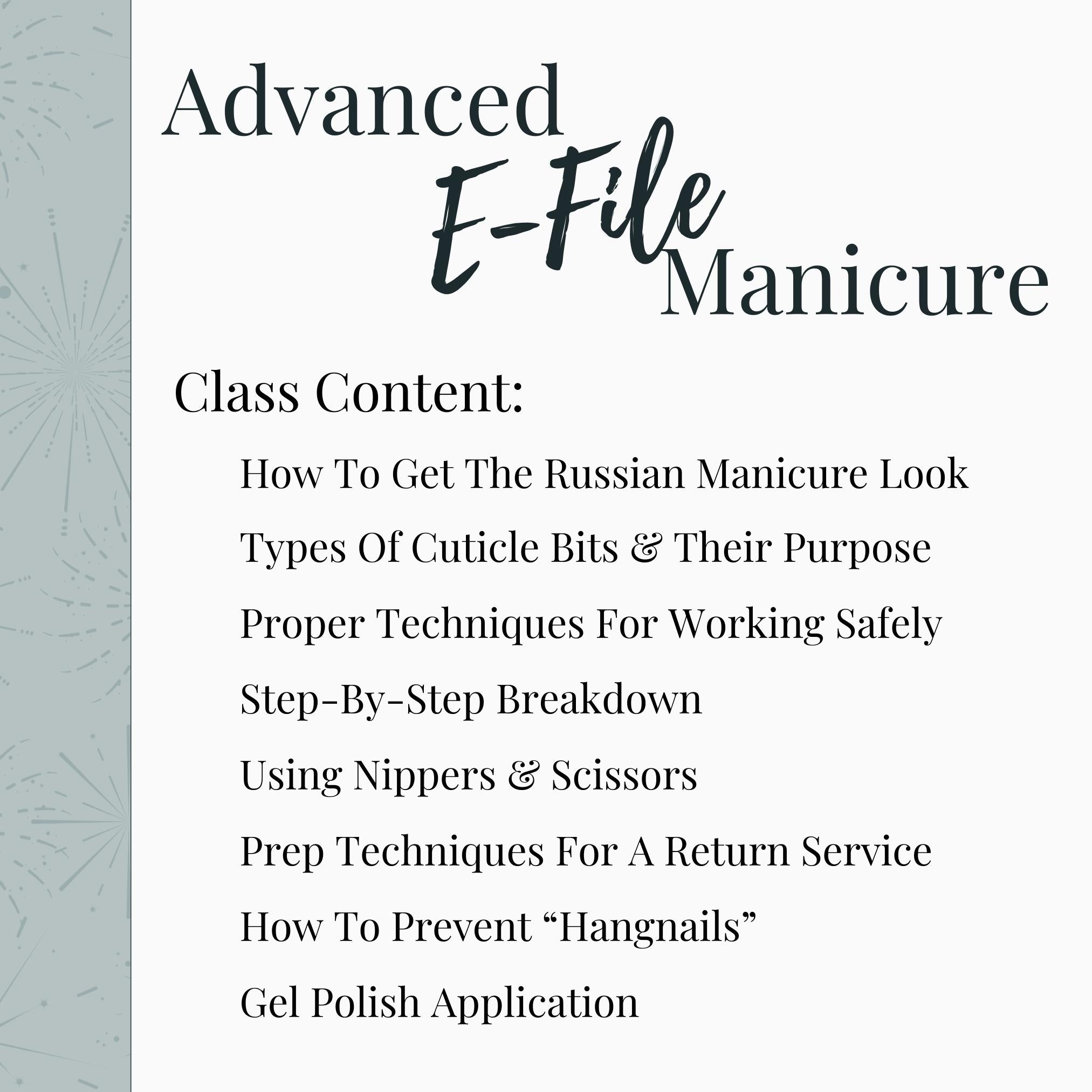 Hands-On Advance E-File Manicure Class OREGON